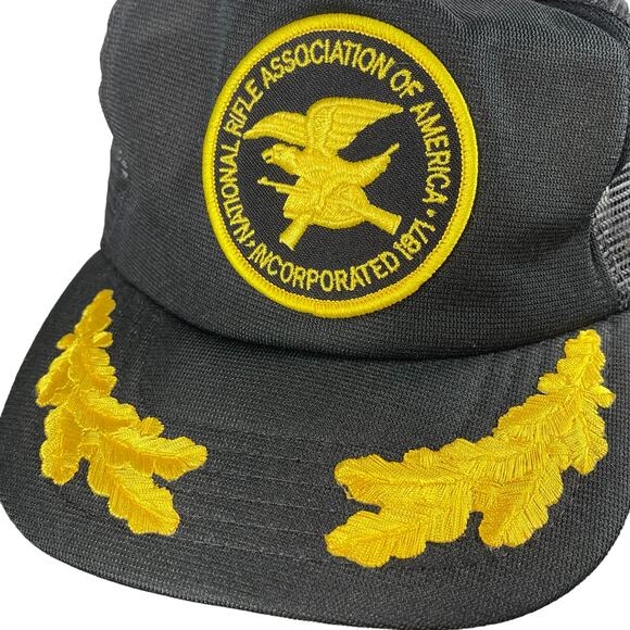 RARE HTF Vintage 70s NRA Trucker Hat Adjustable Snapback Black Embroidered - Picture 8 of 8